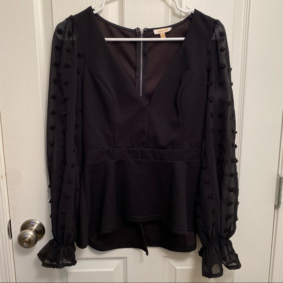 Forever 21 Puff Sleeve Peplum Top - Picture 1 of 4